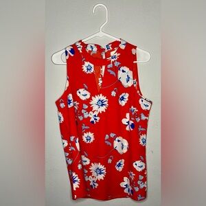 Mudpie Red Floral Sleeveless Blouse- Women’s Medium- White/Blue Flowers
